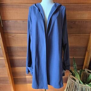 Fresh Produce Women Hooded Open-Front Cardigan XL Casual Lightweight Jacket Blue